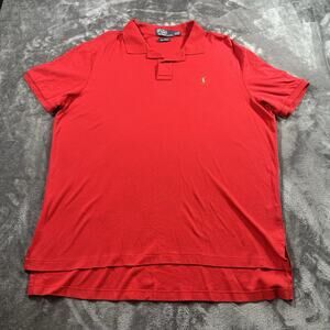 Polo Ralph Lauren Shirt Mens Large Red XL‎ Pima Interlock Polo Rugby Preppy